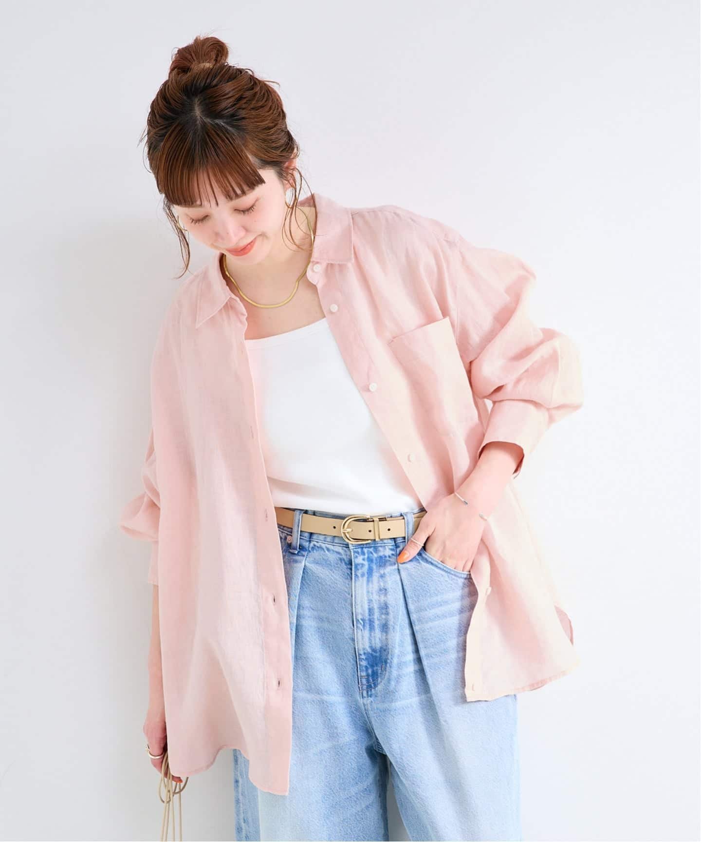 楽天市場】リネン（カラーピンク）（シャツ・ブラウス｜トップス