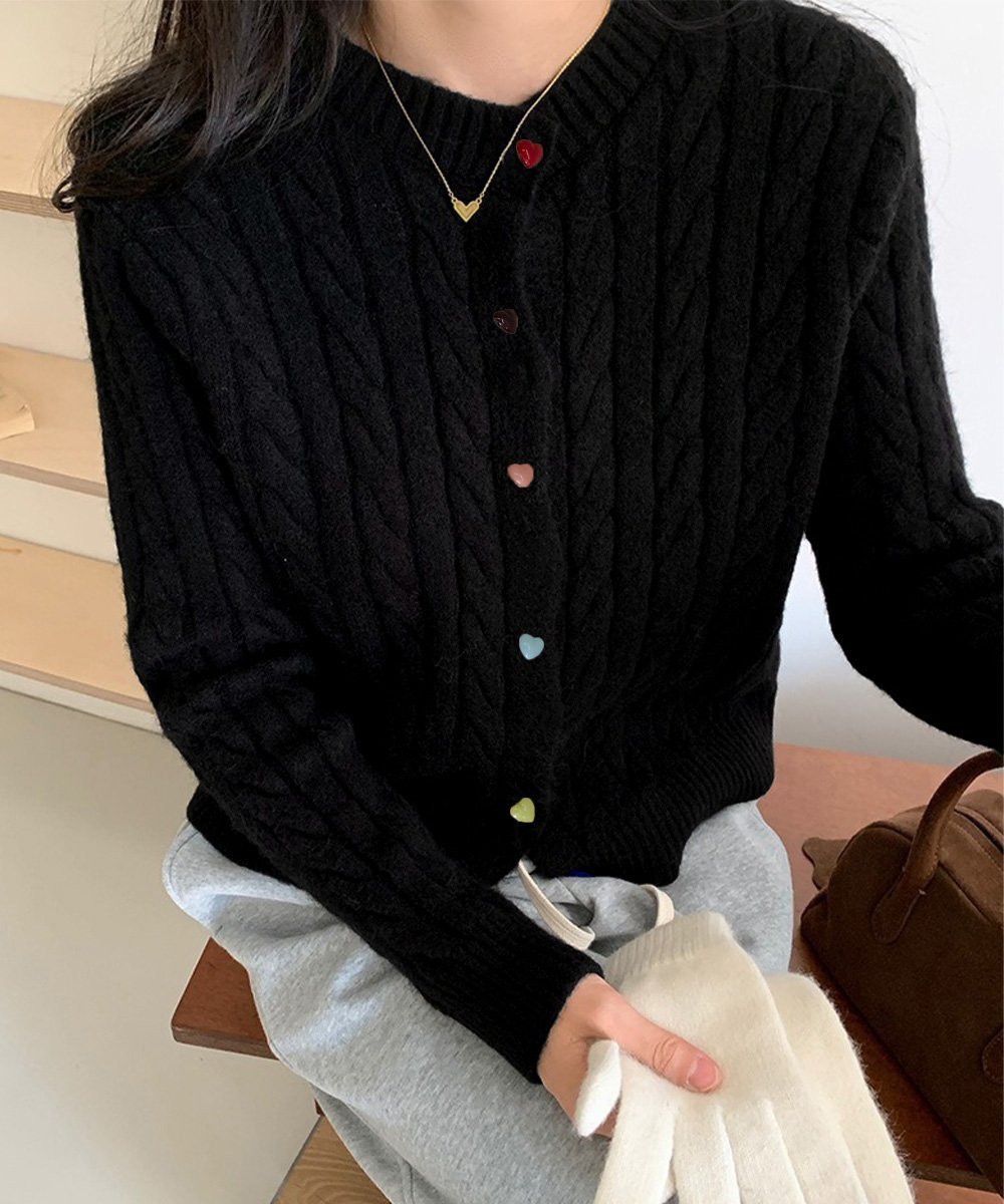 楽天市場】ケーブルニット カーディガン（カラーブラック