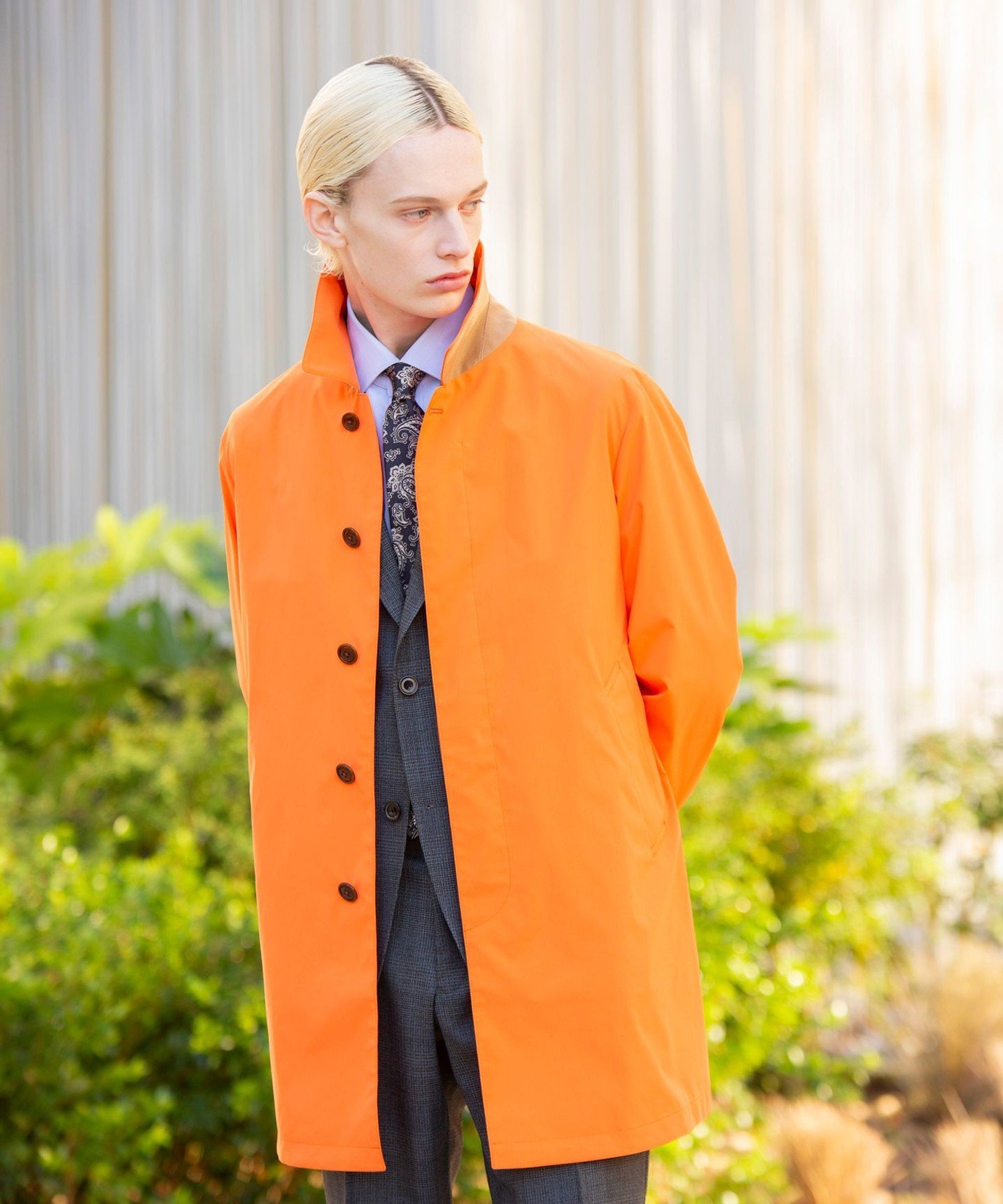 楽天市場】ステンカラーコート メンズ（カラーオレンジ）（メンズ