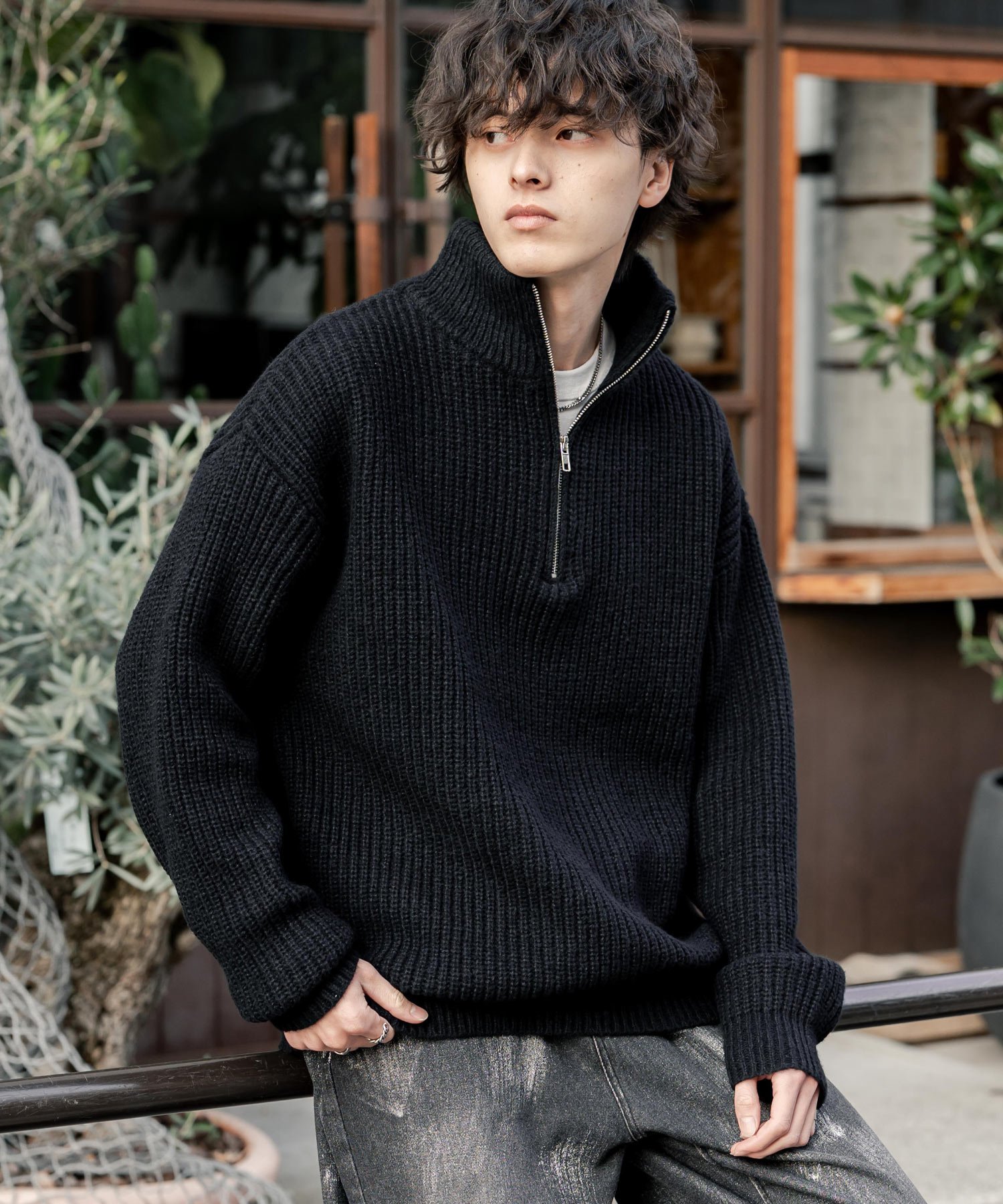 楽天市場】ハーフジップ ブラック（ニット・セーター｜トップス