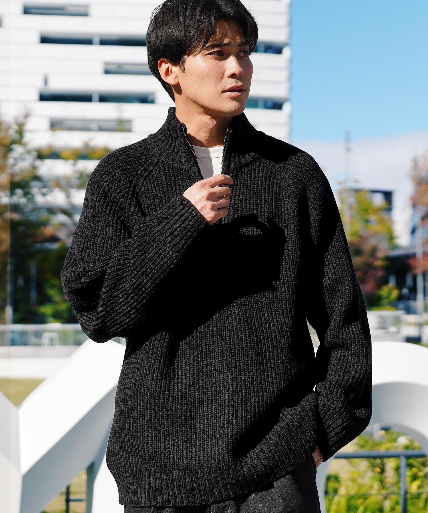 楽天市場】ハーフジップ ブラック（ニット・セーター｜トップス