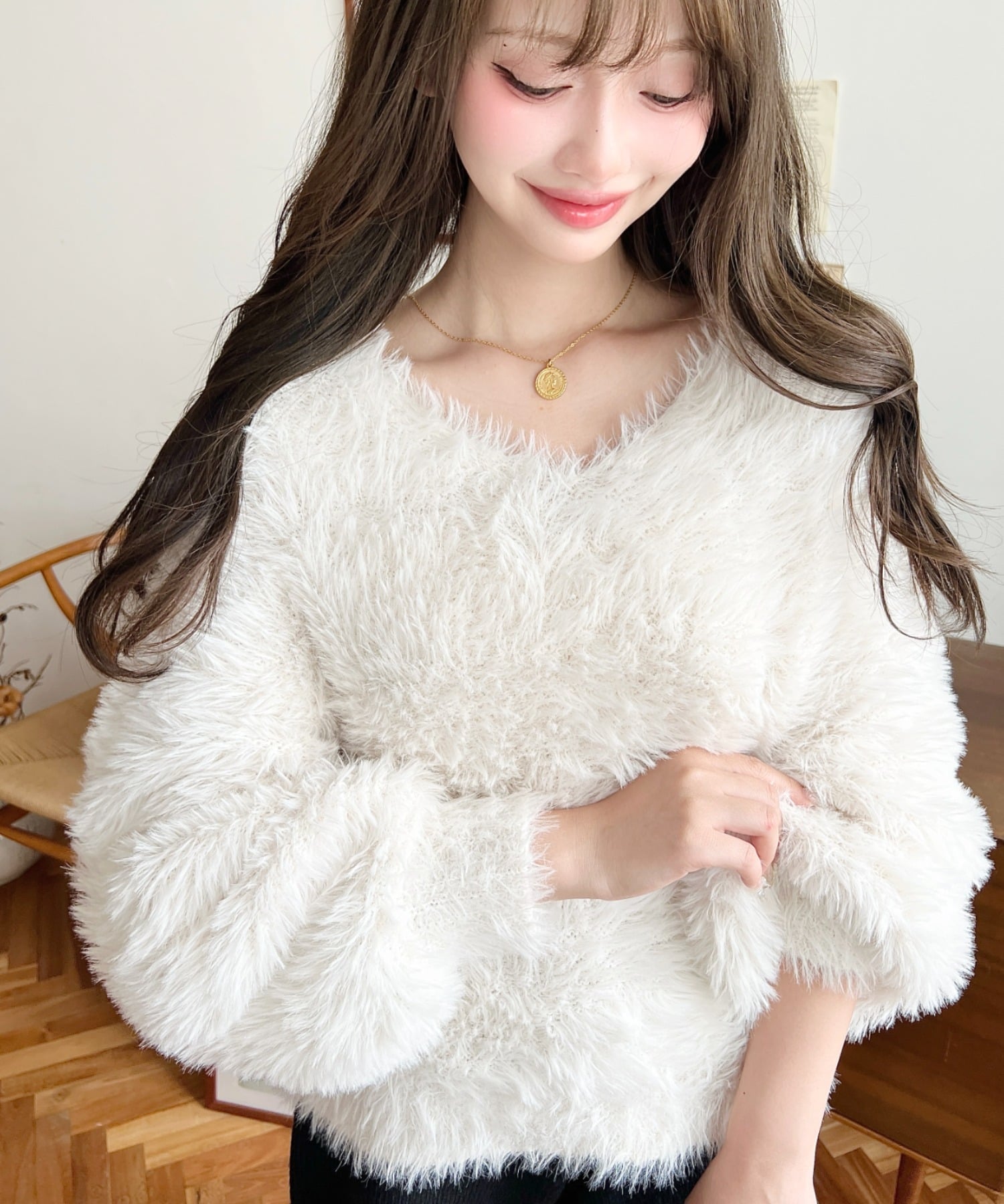 楽天市場】ファー（ネックラインVネック）（ニット・セーター