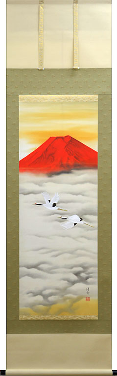 楽天市場】掛軸 赤富士飛鶴の通販