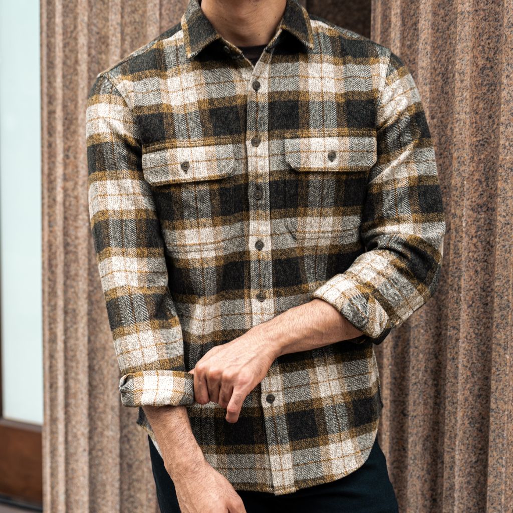 Men's Summit Flannel Shirt in Brown 'Tuscan Gold' Plaid - Thursday