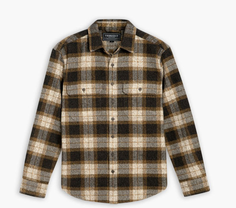 Men's Summit Flannel Shirt in Brown 'Tuscan Gold' Plaid - Thursday