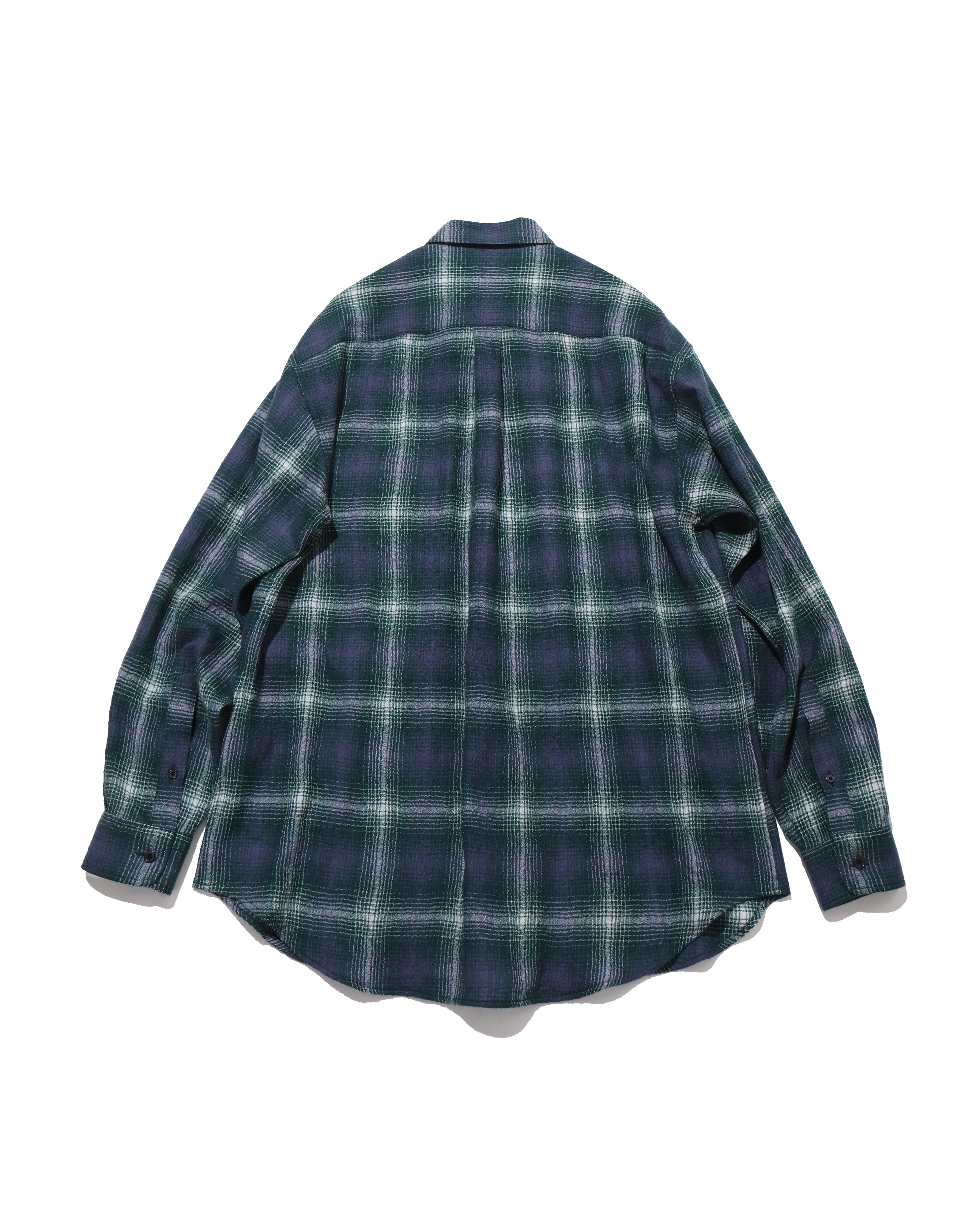 AIRY WOOL CHECK SHIRT LIGHT FOREST GREEN × NAVY – TIME AFTER TIME