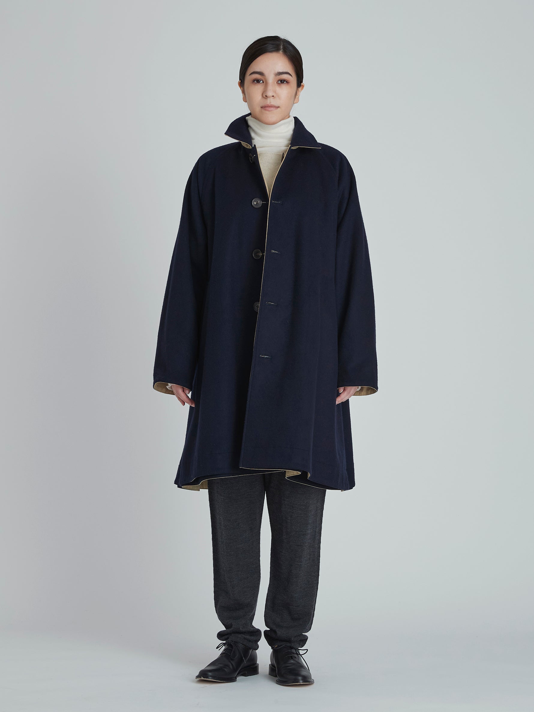 ウールリバーシブルステンカラーコート/TBCA-013