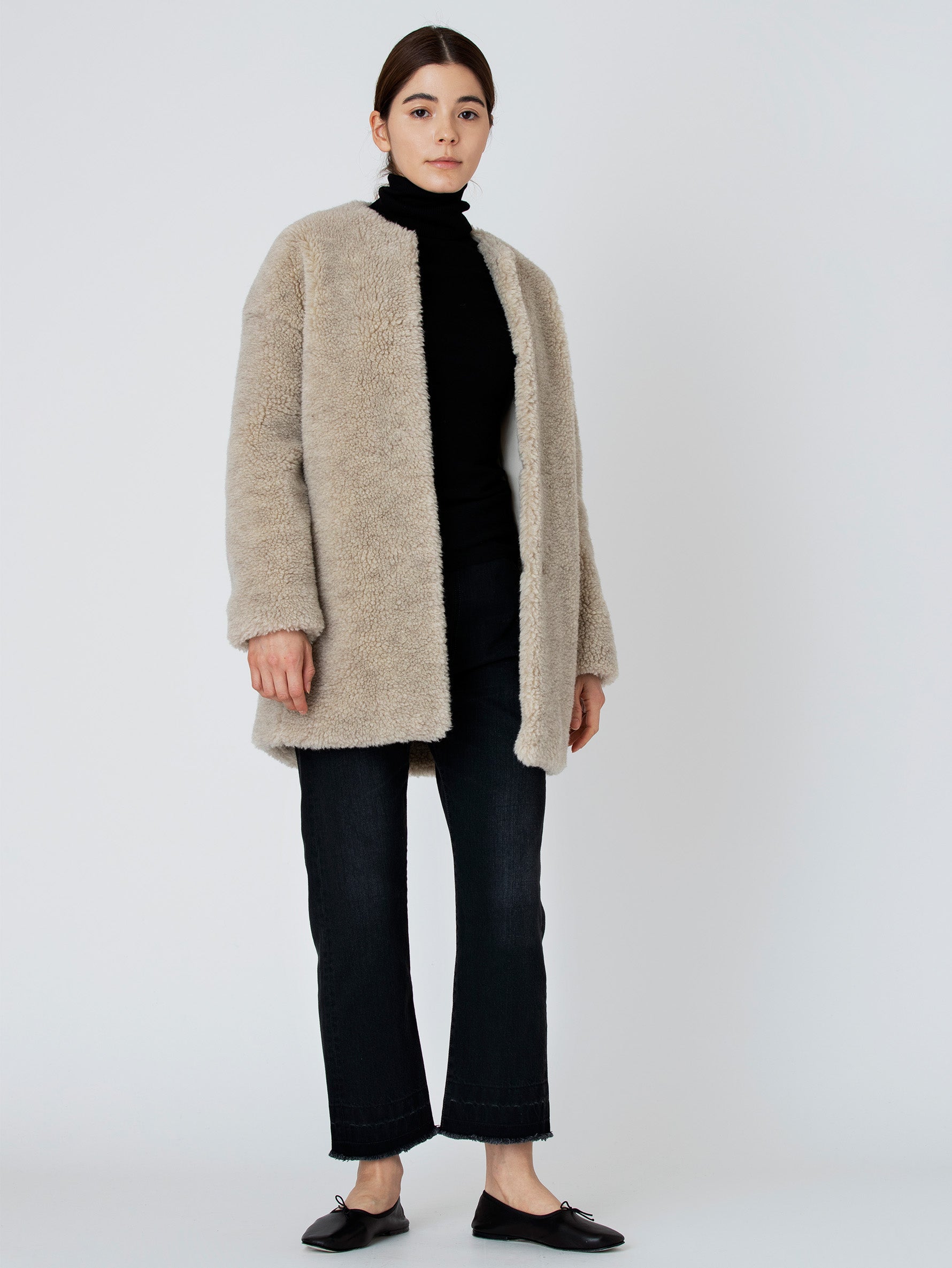 ウールファーノーカラーコート/TBBA-032