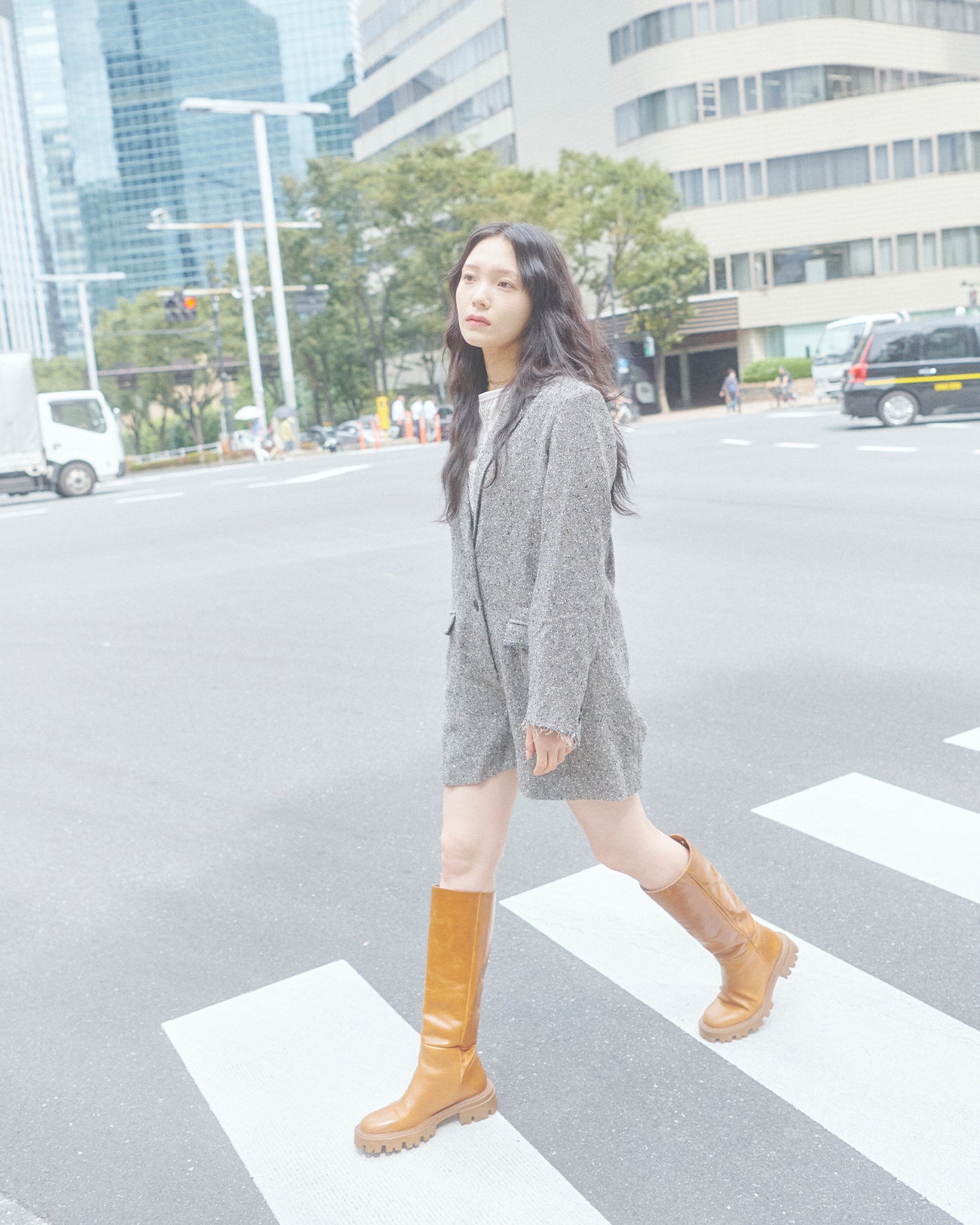 ネップヘリンボーンテーラードジャンプスーツ – tiit tokyo