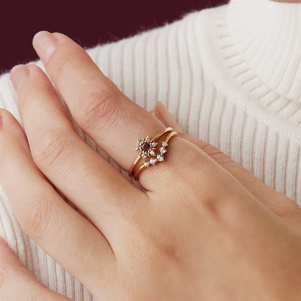 K10イエローゴールド/シルバー リング 2本セット | 142346143004