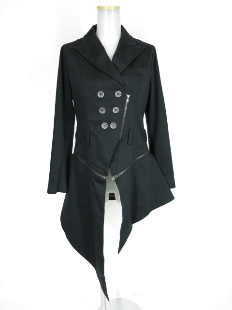 BPN アシンメトリー2wayロングジャケット ブラックピースナウ BLACK