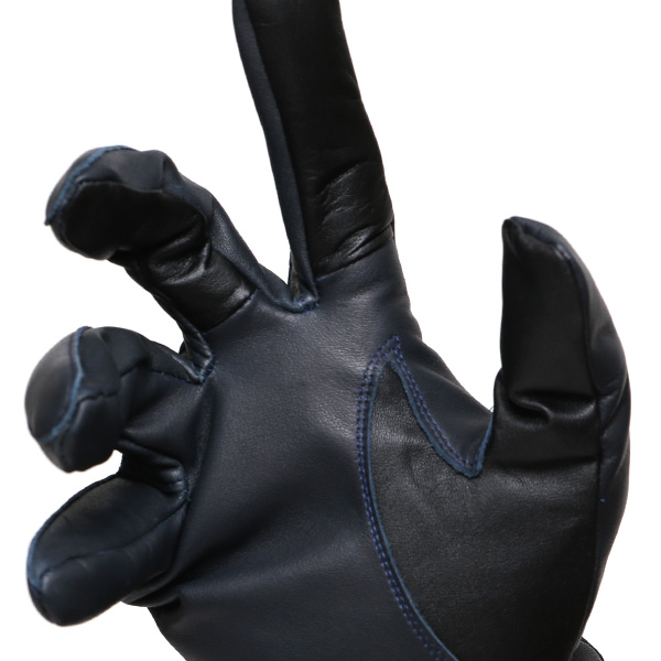 東京ヒマワリ / 佐々木手袋 メンズ 牛革 三本山革手袋 リブ付き ネイビー