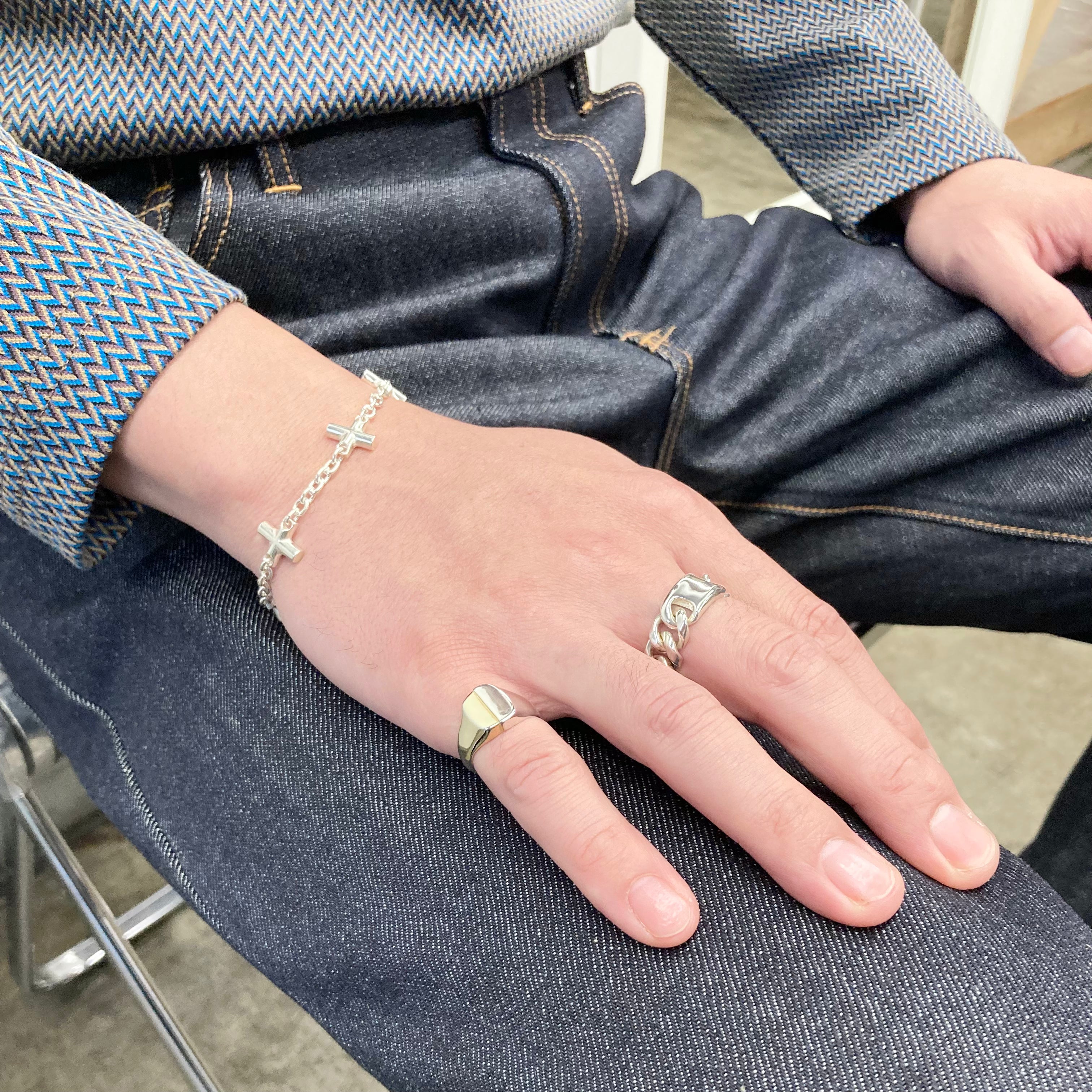 END CUSTOM JEWELLERS】CROSS LINK BRACELET S / Silver – TOKIS