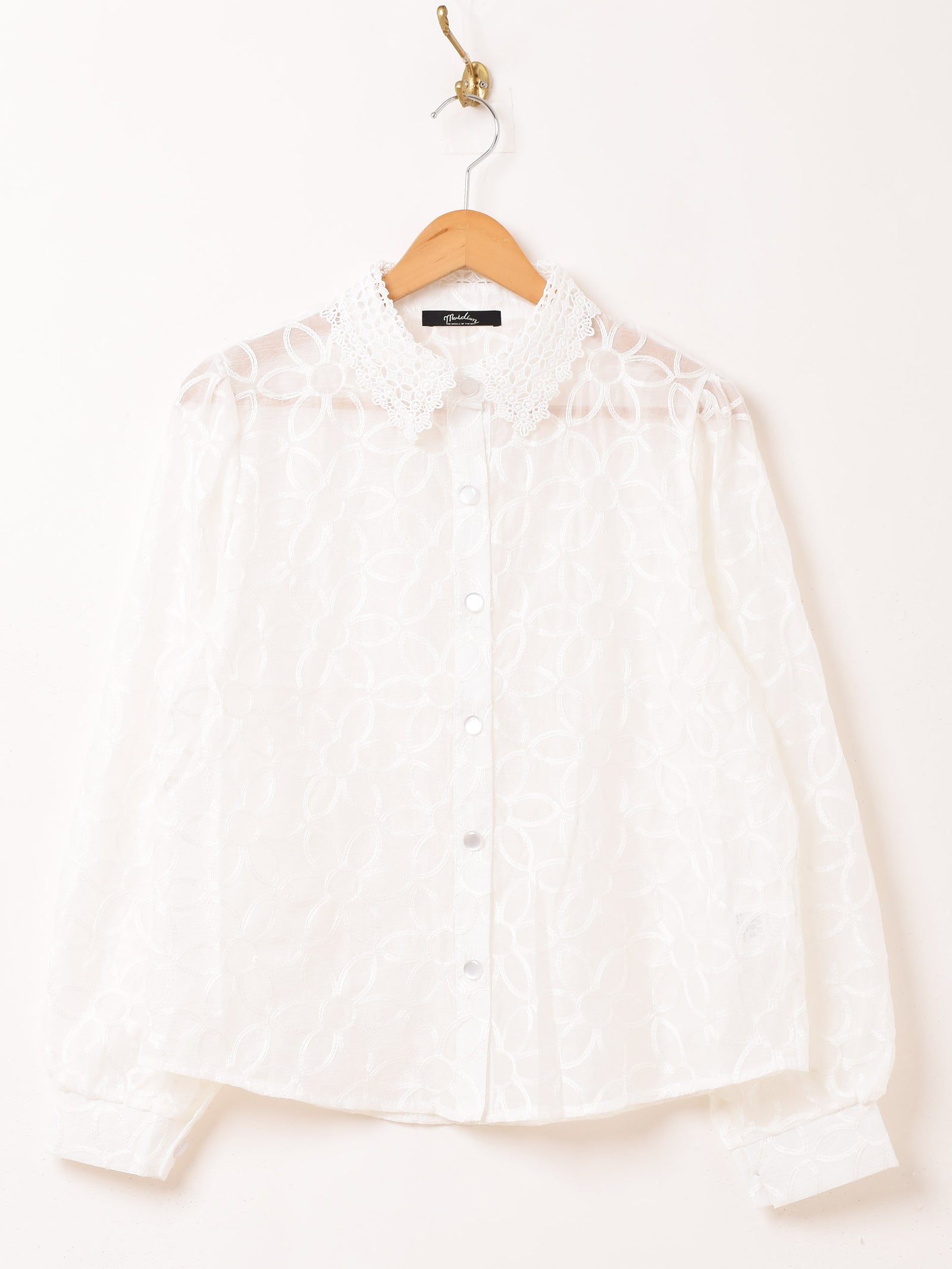 2色展開】Meridian 花刺繍 シアー 長袖ブラウス – 古着屋Top of the