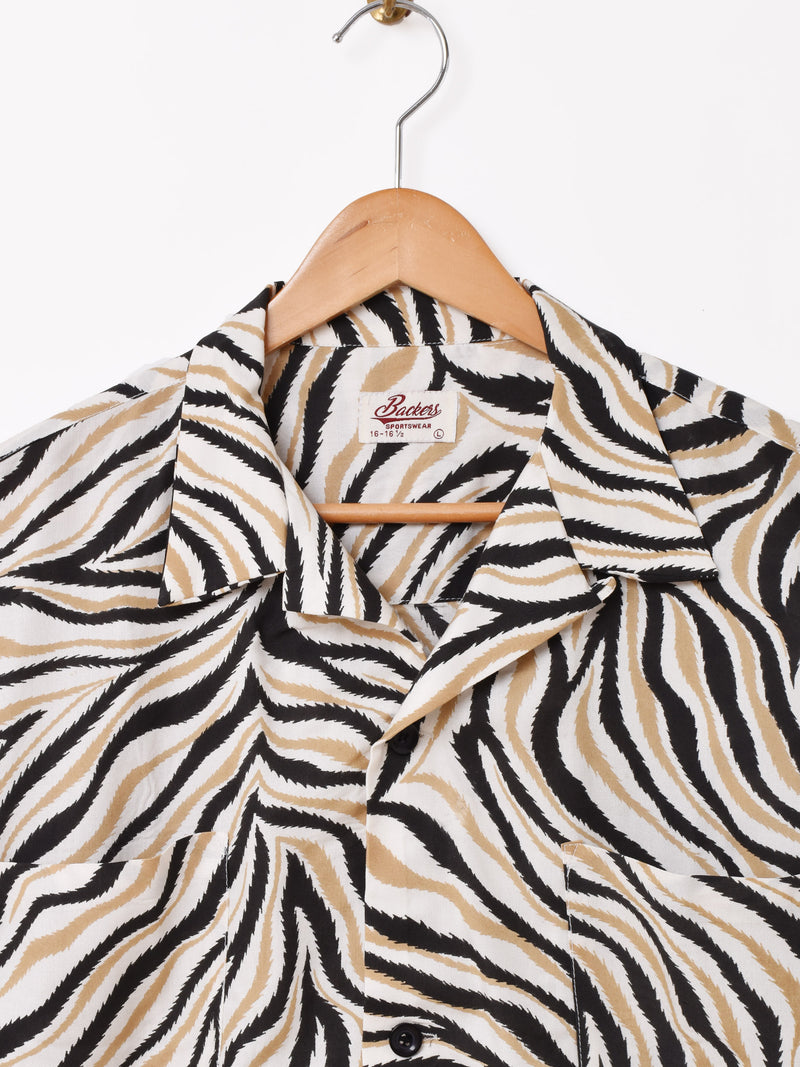 Backers ゼブラ柄 長袖 オープンカラーシャツ – 古着屋Top of the Hill
