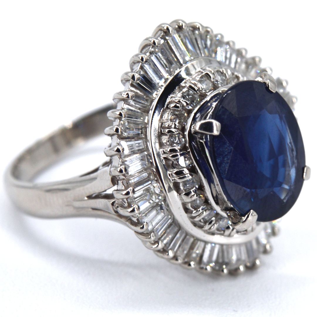 PT900 サファイアリング サファイア3.7・ダイヤモンド1.40カラット 14