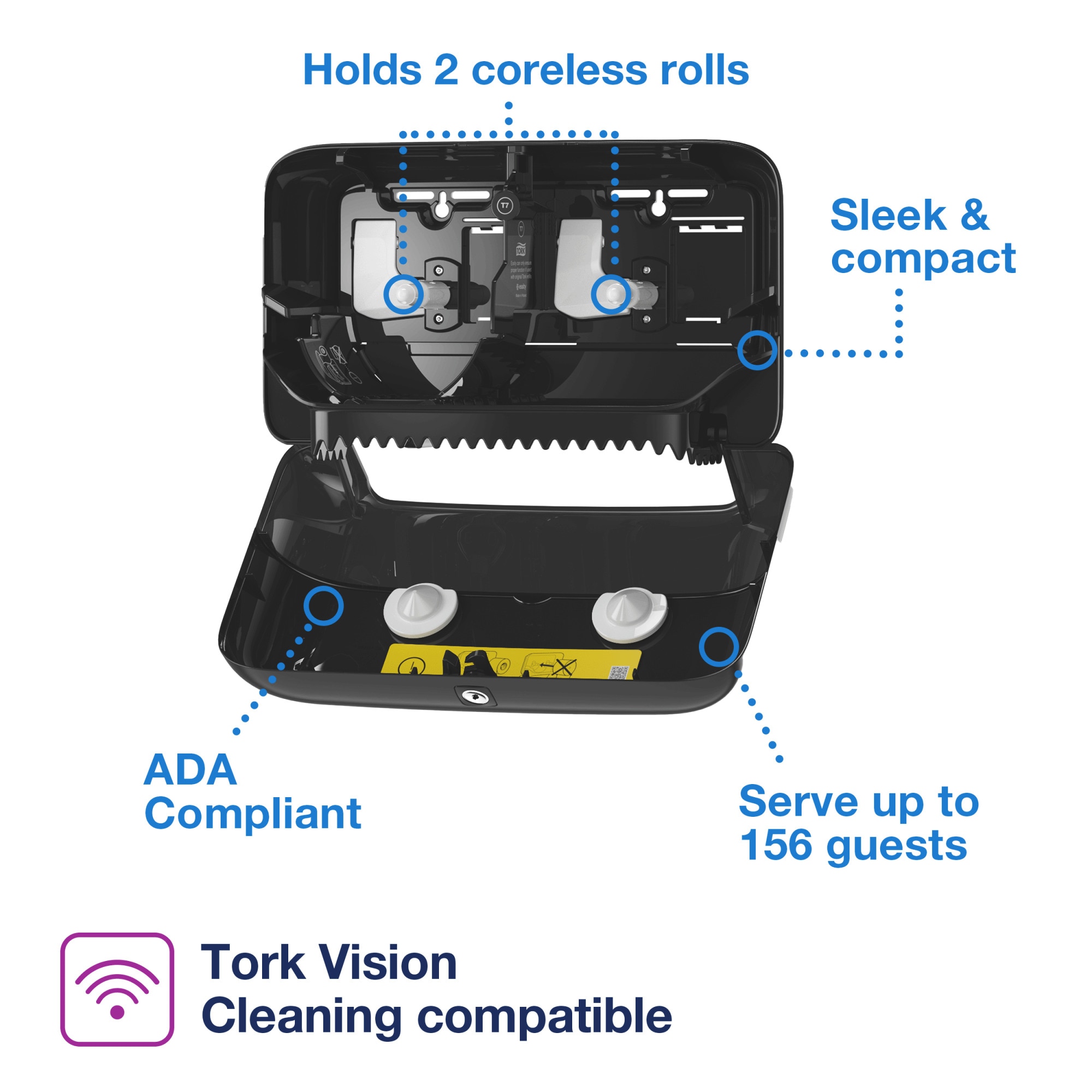 Tork OptiServe® Coreless Toilet Paper Dispenser Black T7