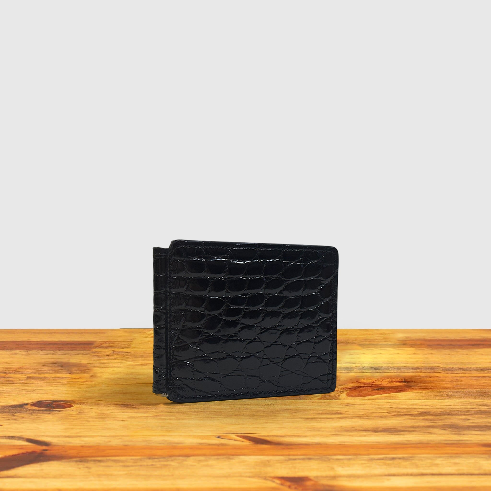 Calzoleria Toscana Beid Crocodile Money Clip Wallet - Black