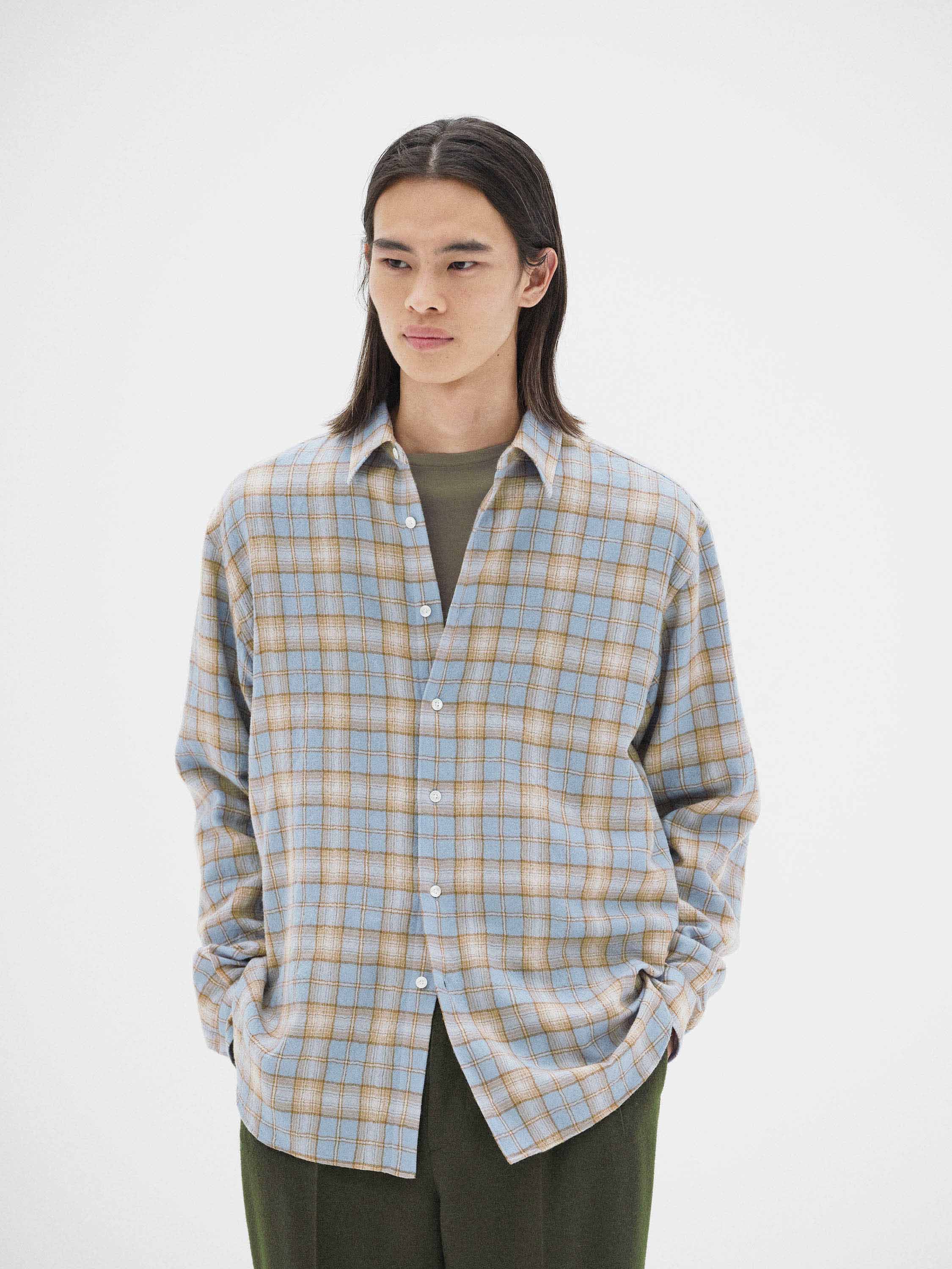 Auralee Airy Wool Check Shirt - Forest Green x Navy – Totem Brand Co.