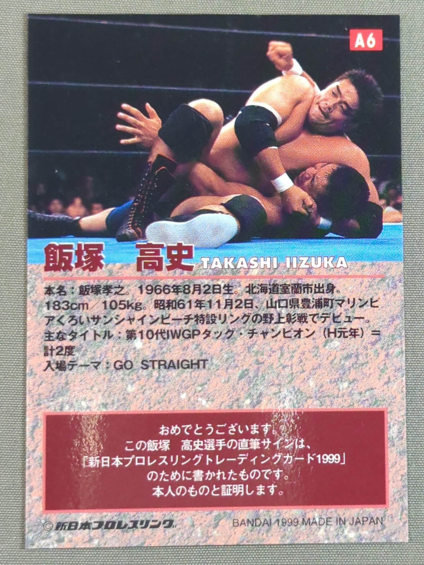 1999 バンダイ 飯塚高史 公式サインカード – 闘道館