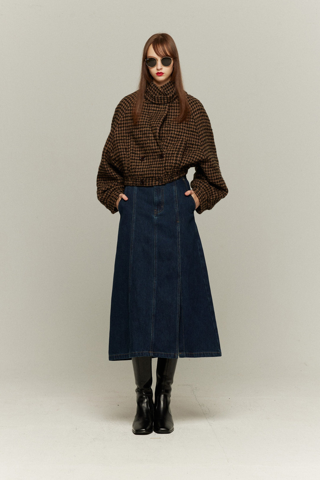 チケットはすべて完売》2wayダブルブレストデザインジャケット-Brown