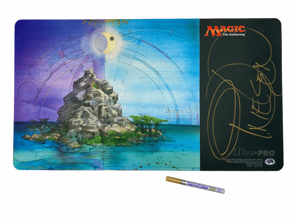 Signed in Gold GURU Island Playmat— Which is No Longer in Print or