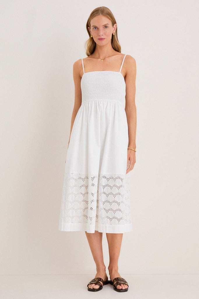 White Smocked Seashell Embroidery Harbor Dress | Hyacinth House