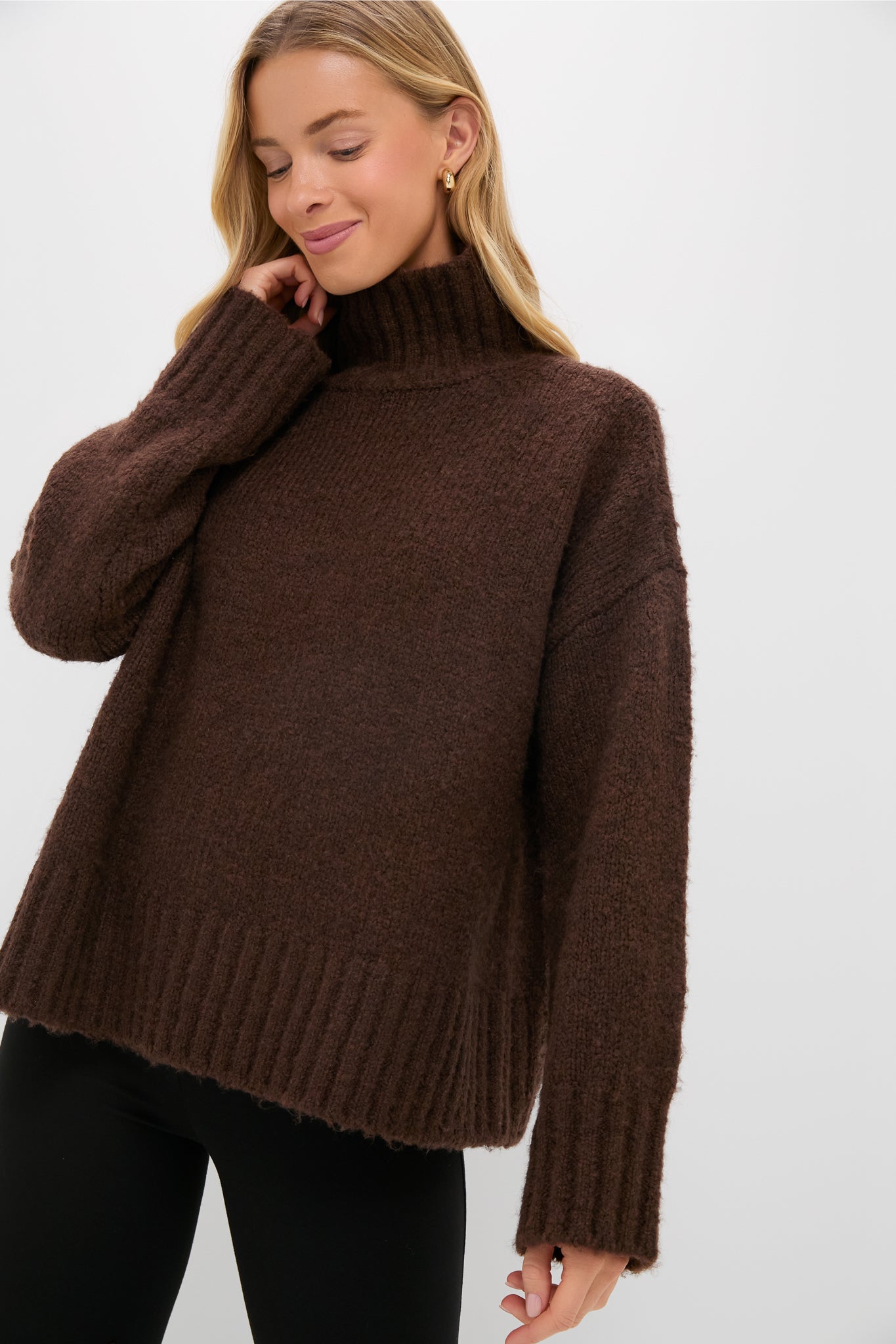 Chocolate Boucle Hannah Turtleneck Sweater | Tuckernuck