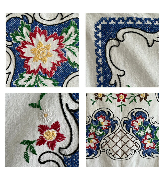 楽天市場】【中古】 青縁どり大柄クロス(136×115cm)テーブルクロス