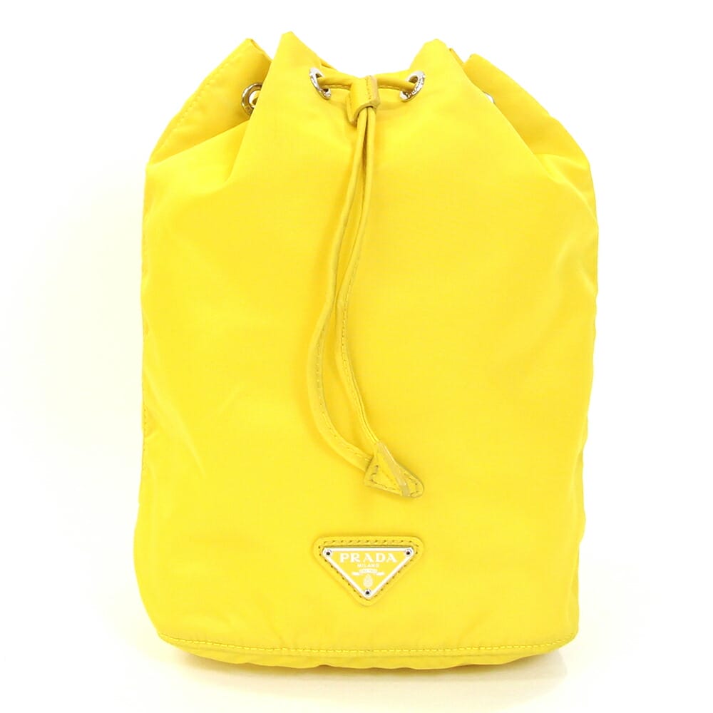 楽天市場】プラダ 巾着ポーチ 1NA369 イエロー ナイロン レザー 中古