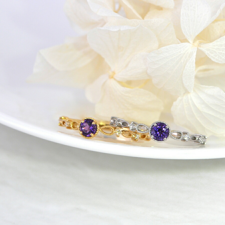 楽天市場】アメシスト リング 0.1カラット 18金 イエローゴールド