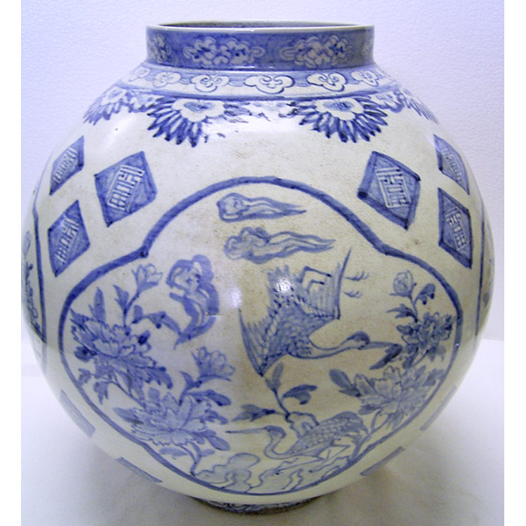 楽天市場】李朝 青花窓絵牡丹鶴文壺 高さ約33cm 韓国 朝鮮 陶磁器 希少