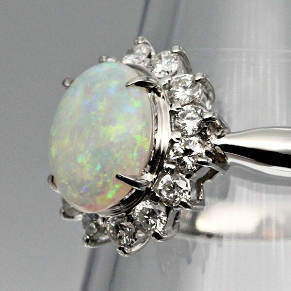楽天市場】プラチナ ホワイトオパール ダイヤモンド リング 17号 OP1