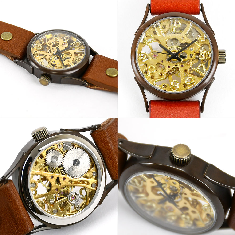 楽天市場】手巻き 機械式腕時計 アンティーク 真鍮 vie ヴィー 腕時計