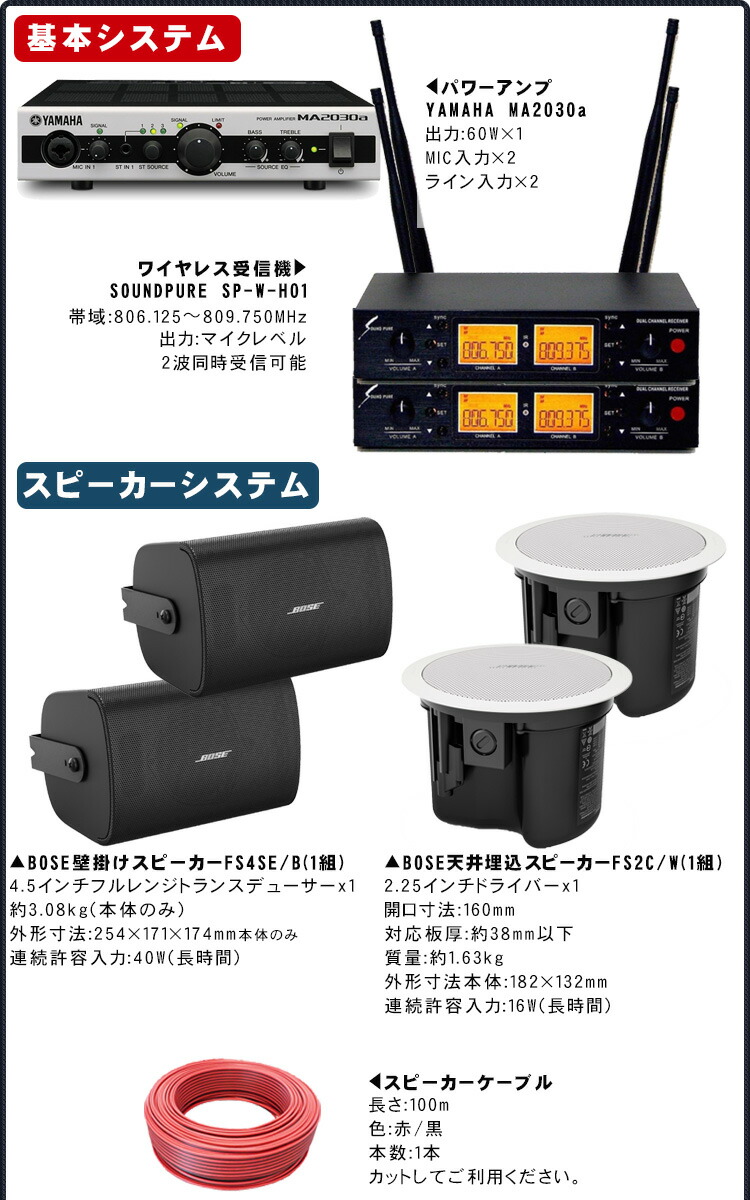 楽天市場】BOSE ボーズ 壁面取付スピーカー2台 + 天井埋込スピーカー2
