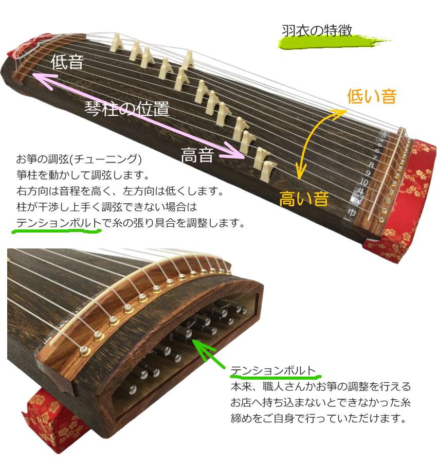 楽天市場】全音 文化箏 羽衣 ZK-10 ソフトケース「チューナーや教本が