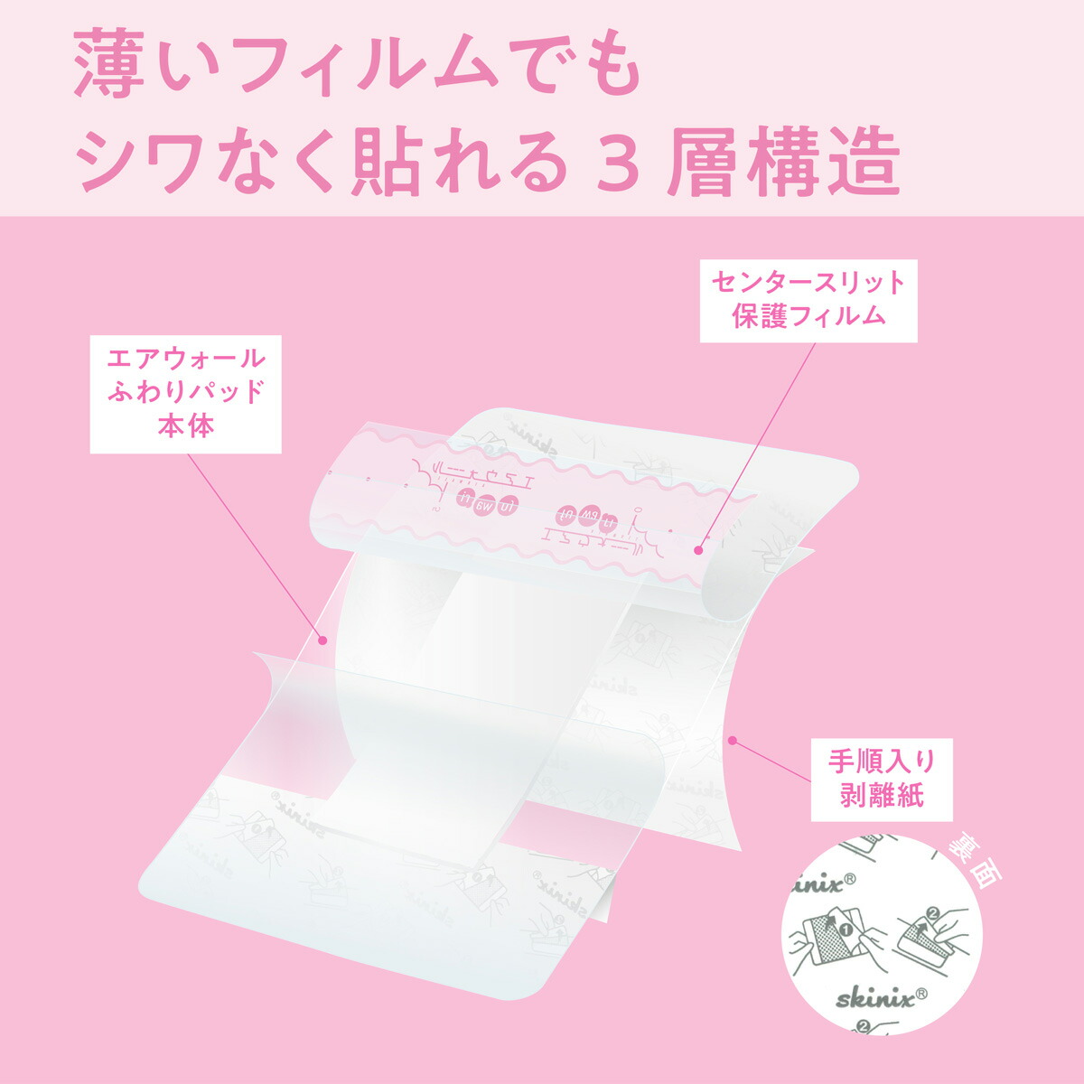 楽天市場】skinix エアウォールふわりパッド 60×90mm 1箱 50枚 防水