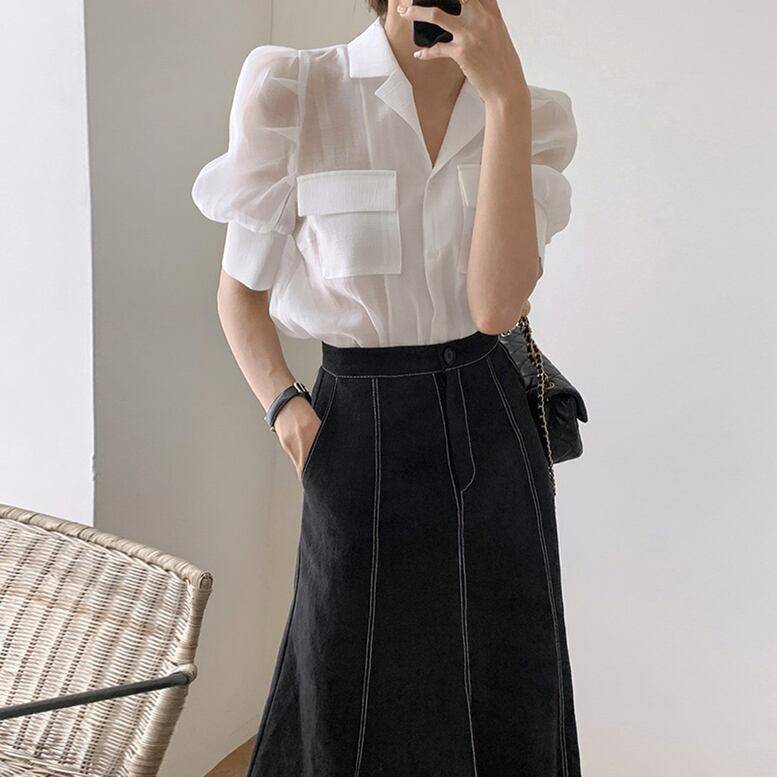 楽天市場】レディース トップス スカート セットアップ シャツ＋