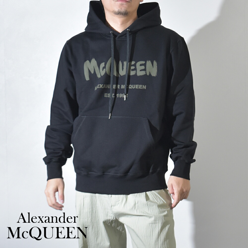 楽天市場】ALEXANDER McQUEEN パーカー プリント ロゴ ブラック 黒