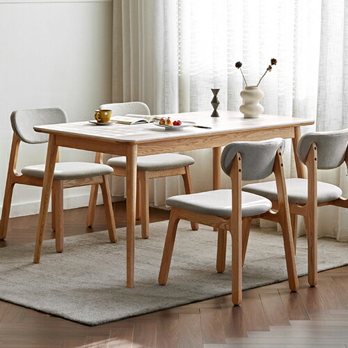 楽天市場】ダイニングテーブル オーク材 セラミック ホワイト 天然木 4