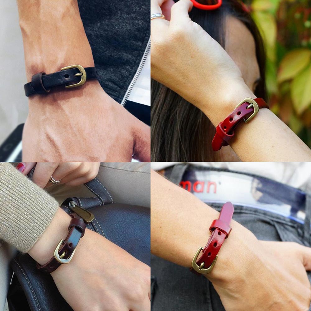 楽天市場】スリムベルトレザーブレスレット ダークブラウン 1個販売