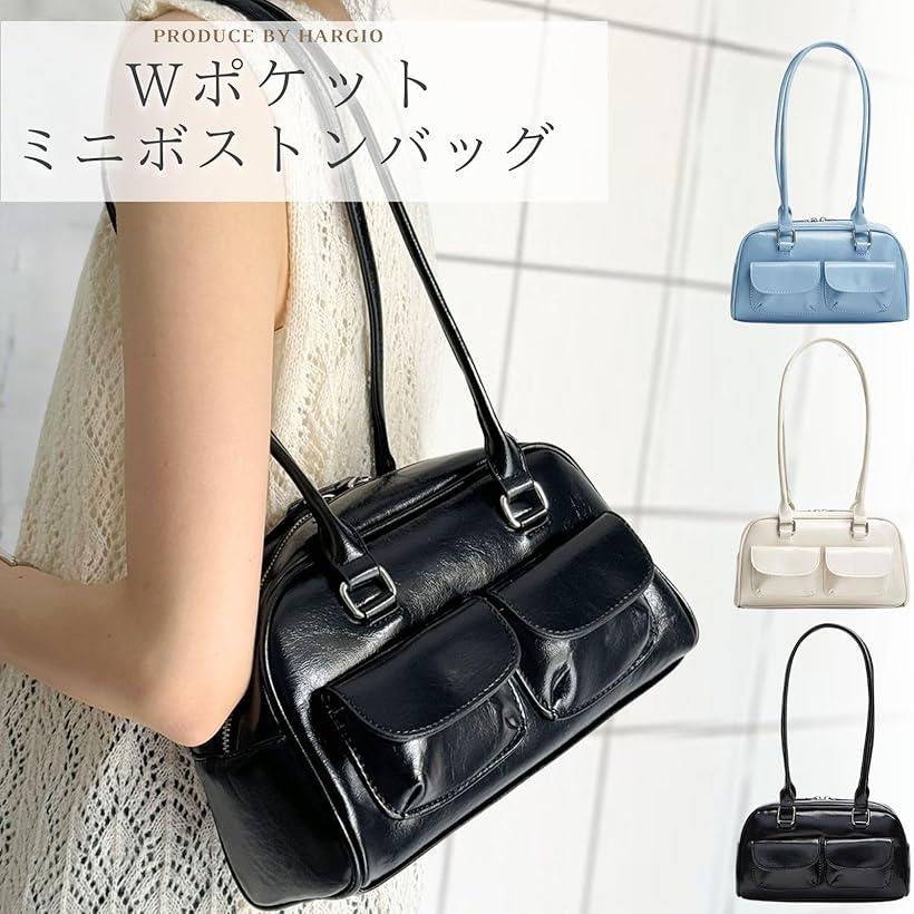 楽天市場】ダブルポケット ミニボストンバッグ 横長バッグ レディース