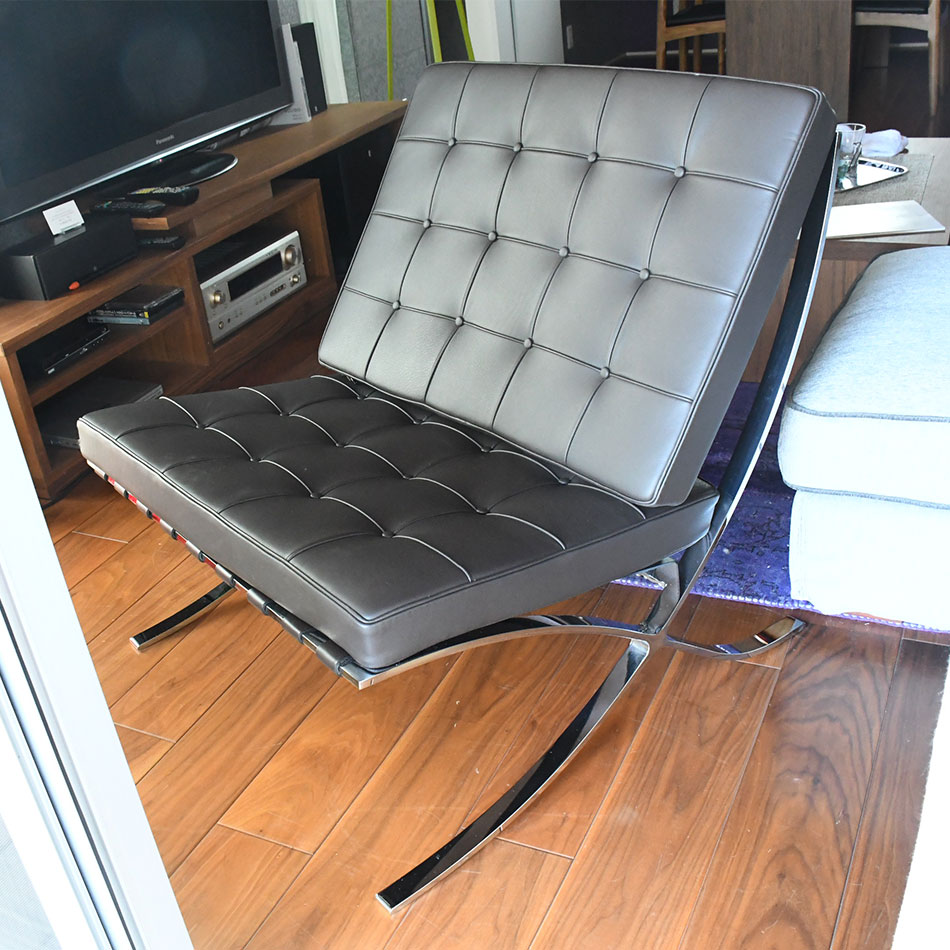 楽天市場】国内在庫 バルセロナチェア 1人掛ソファこげ茶5279カラー