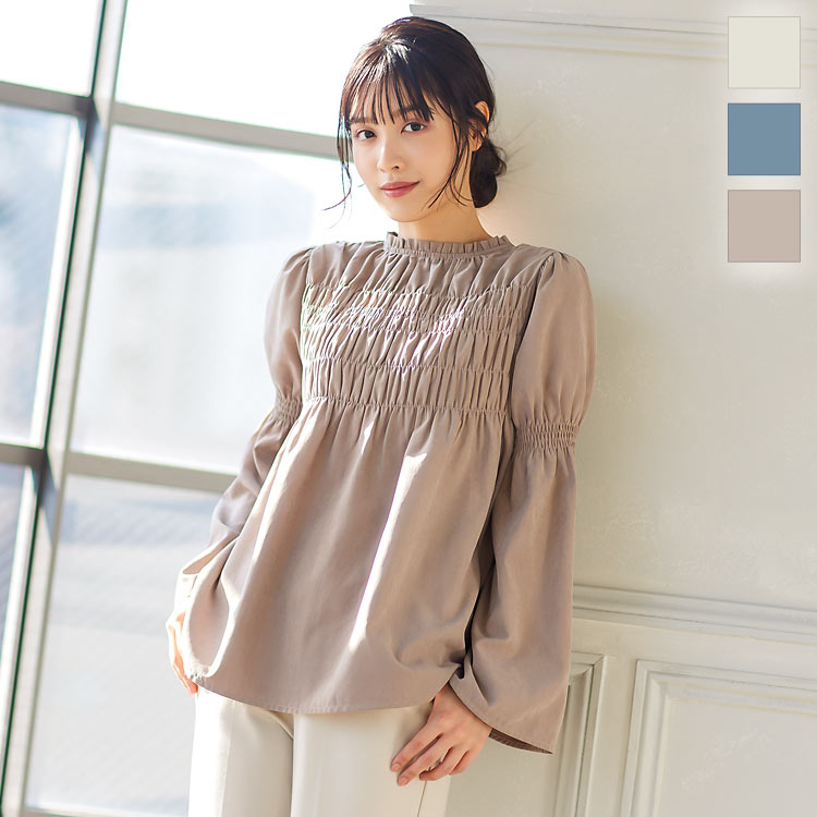 楽天市場】 シャーリングフレアスリーブブラウス [C5110] レディース