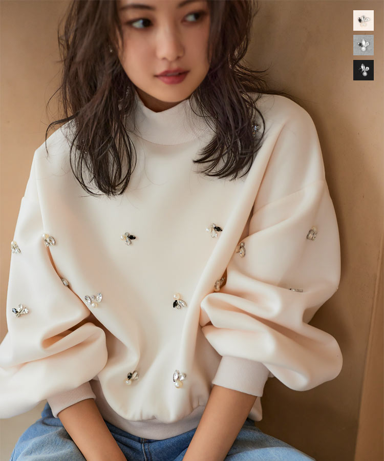 楽天市場】≪ 特別セール ≫ ビジューダイバーモックネックトップス