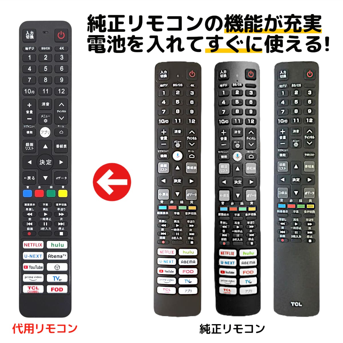 楽天市場】TCL テレビ リモコン RC610JJR1 RC610JJR2 RC610JJR3