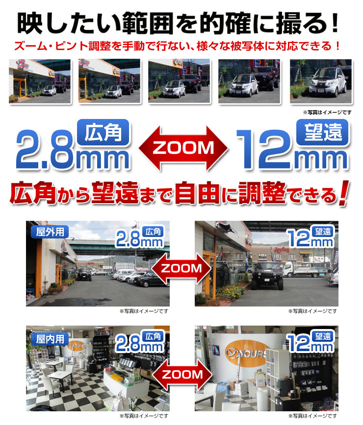 楽天市場】バリフォーカルレンズカメラ ズームレンズカメラ【2.8mm