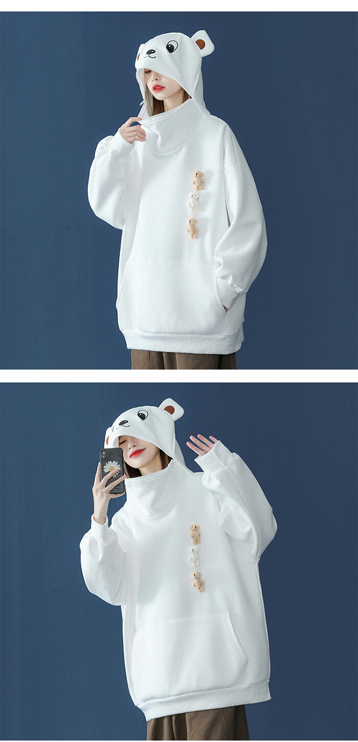 楽天市場】パーカー レディース メンズ 熊 カップル かわいい ロング