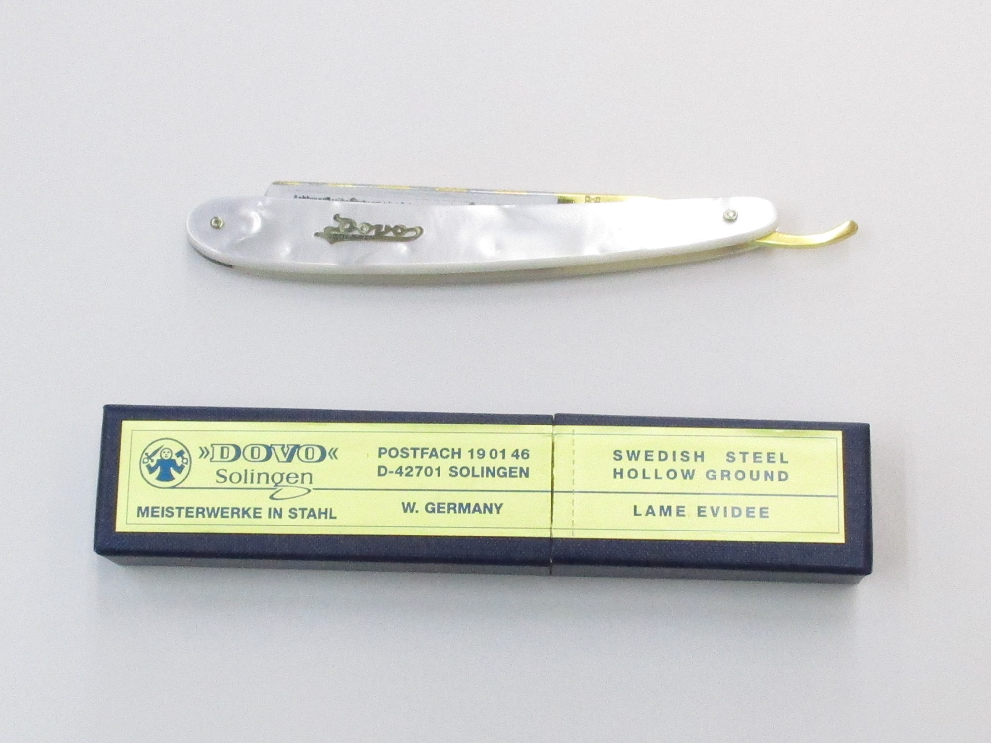 楽天市場】ドボ 西洋剃刀 レザー ゴールド仕上げ ドイツ製 白蝶貝風