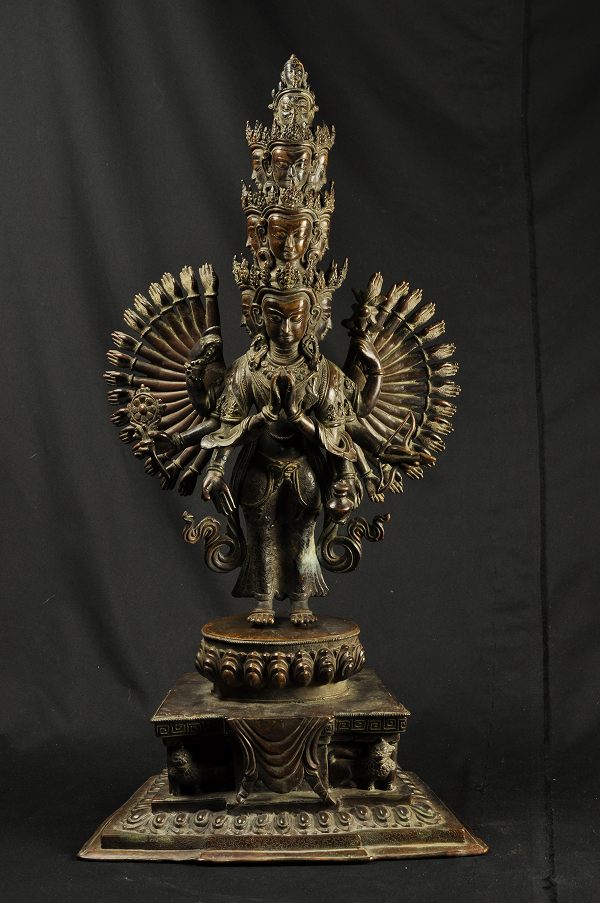 楽天市場】千手観音 銅造 彫金仕上げ一点もの : 仏像仏画チベット美術